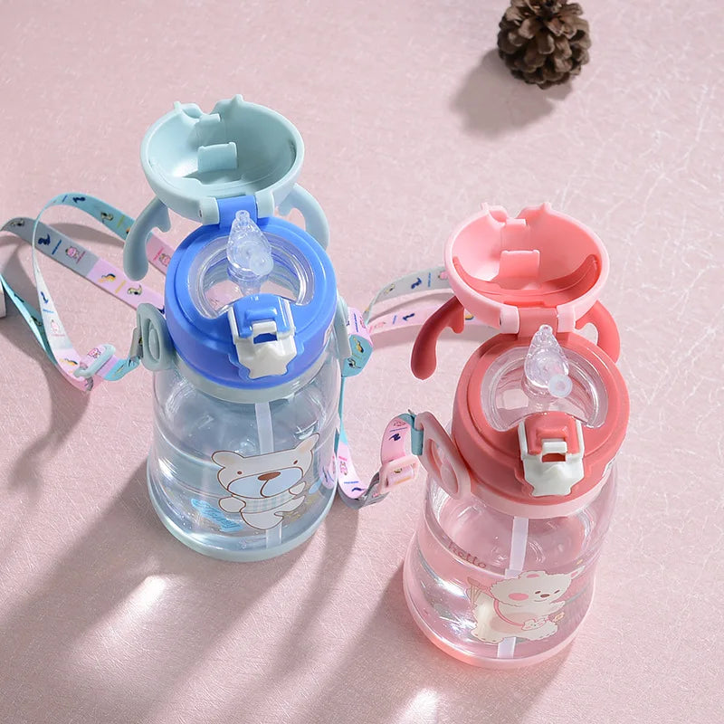 1pc 600ml Kids Water Sippy Cup Antler Creative Cartoon Baby Cups with Straws Leakproof Water Bottles Outdoor Childrens Cup - Gabriel