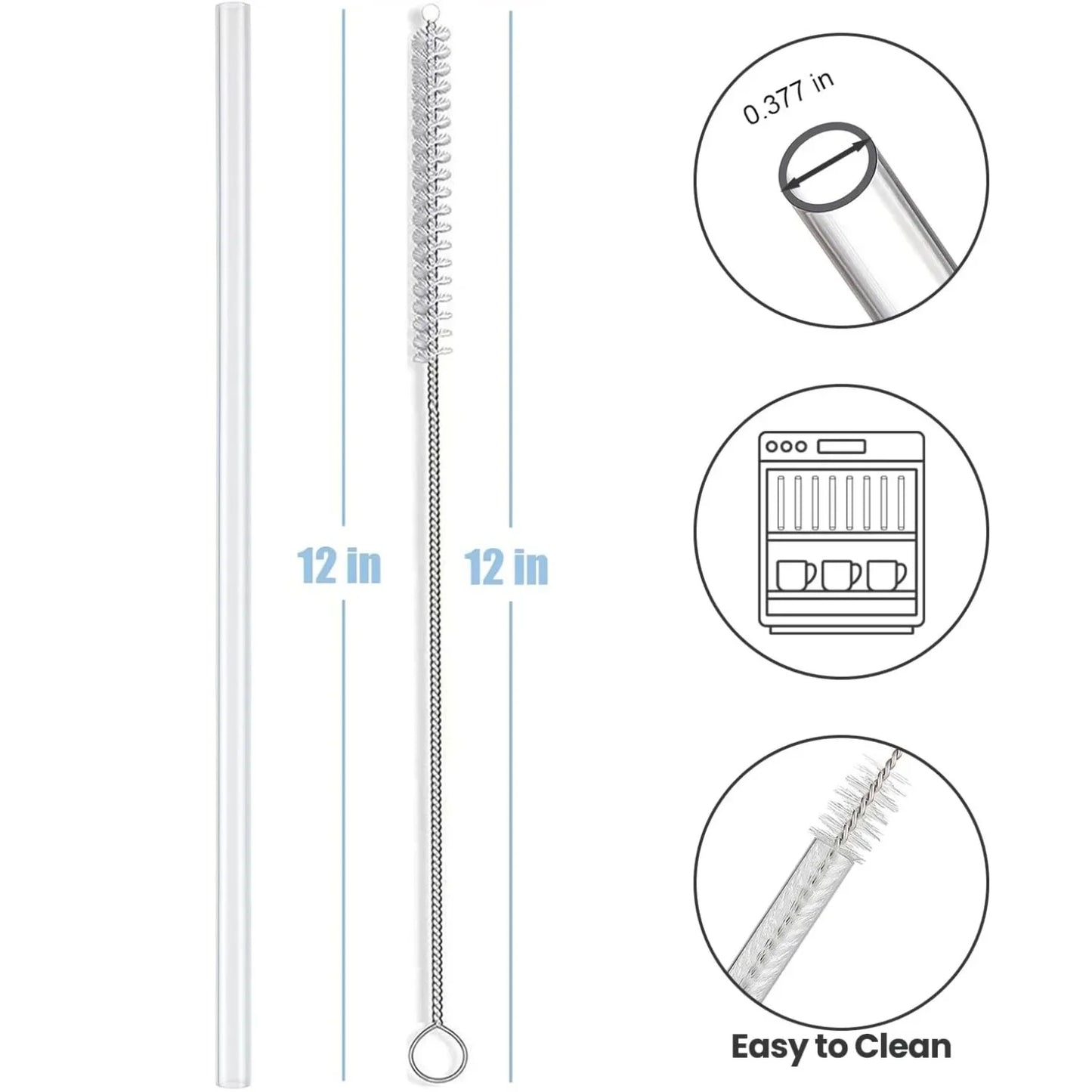 12 Pack Replacement Straws for Stanley 40 oz 30 oz Cup Tumbler, Clear Reusable Plastic Straws, 2 Straw Brushes,for Stanley Cup - Gabriel