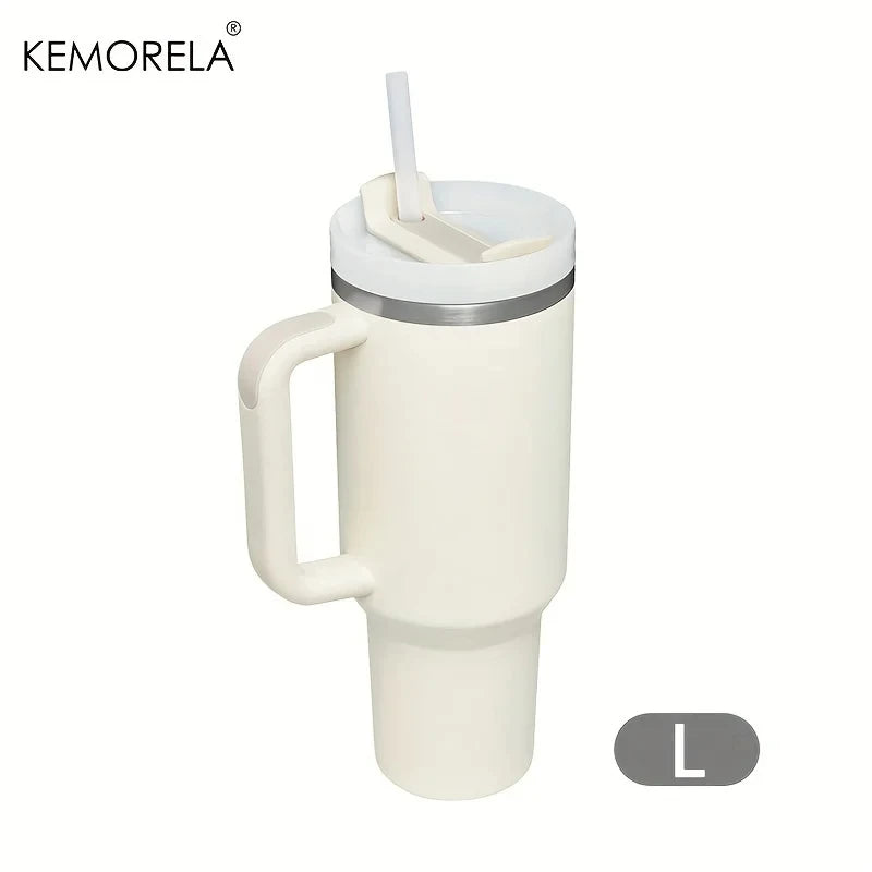 1200ML 304 Stainless Steel Insulated Water Bottle Thermal Coffee Car Cup Cold Hot Mugs Vacuum Flask With Handle Straw For Sport - Gabriel