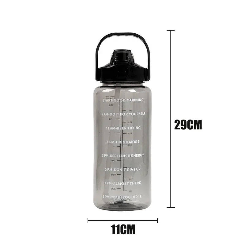 2L Large Water Bottle Portable Plastic Straw Travel Bottle Sports Fitness Cup High Value Big Cup Adult Universal Water Bottle