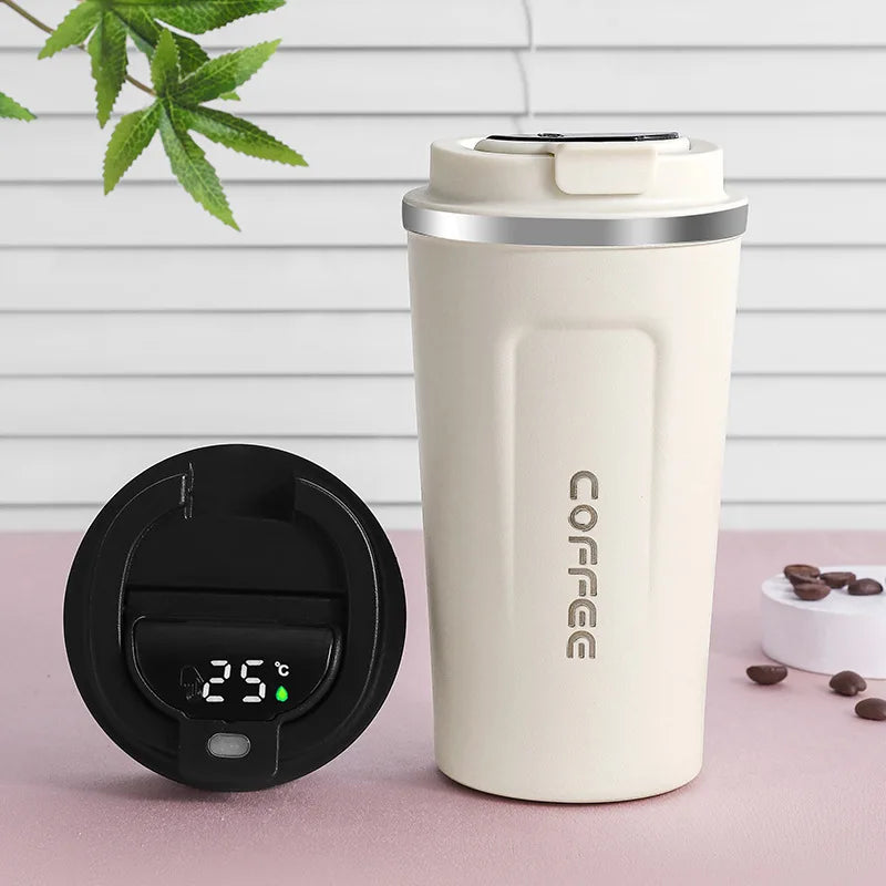 Intelligent temperature display thermos cup 304 stainless steel double-layer thermos cup Coffee cup Business car thermos cup