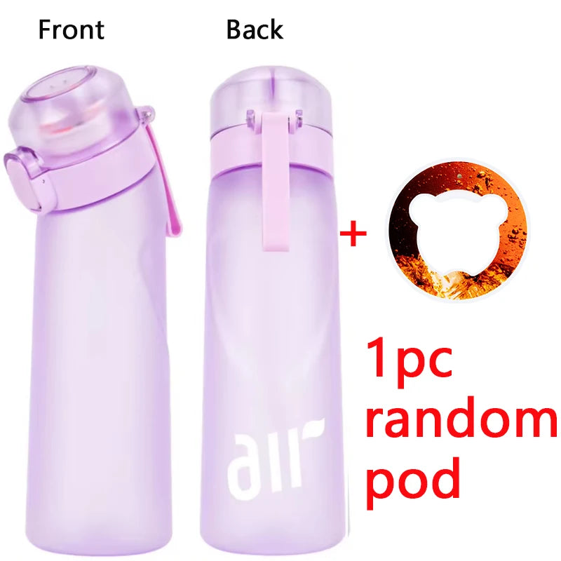 1pc Air Water Bottle With 1pc Random Flavor Pod Sports Fashion Straw Plastic Cup Leak Proof for Outdoor Sports Fitness