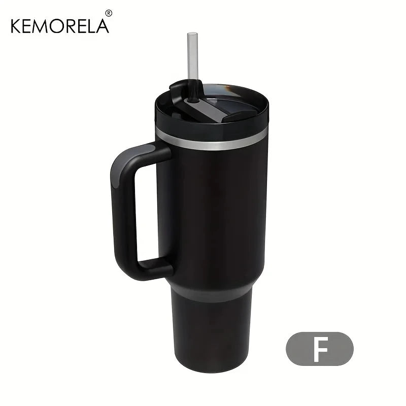 1200ML 304 Stainless Steel Insulated Water Bottle Thermal Coffee Car Cup Cold Hot Mugs Vacuum Flask With Handle Straw For Sport - Gabriel