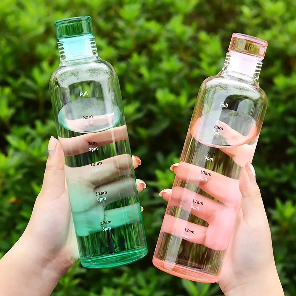 500/750ML Water Bottle INS Style Timescale Transparent Tea Coffee Cup Leakproof Juice Bottle for Student