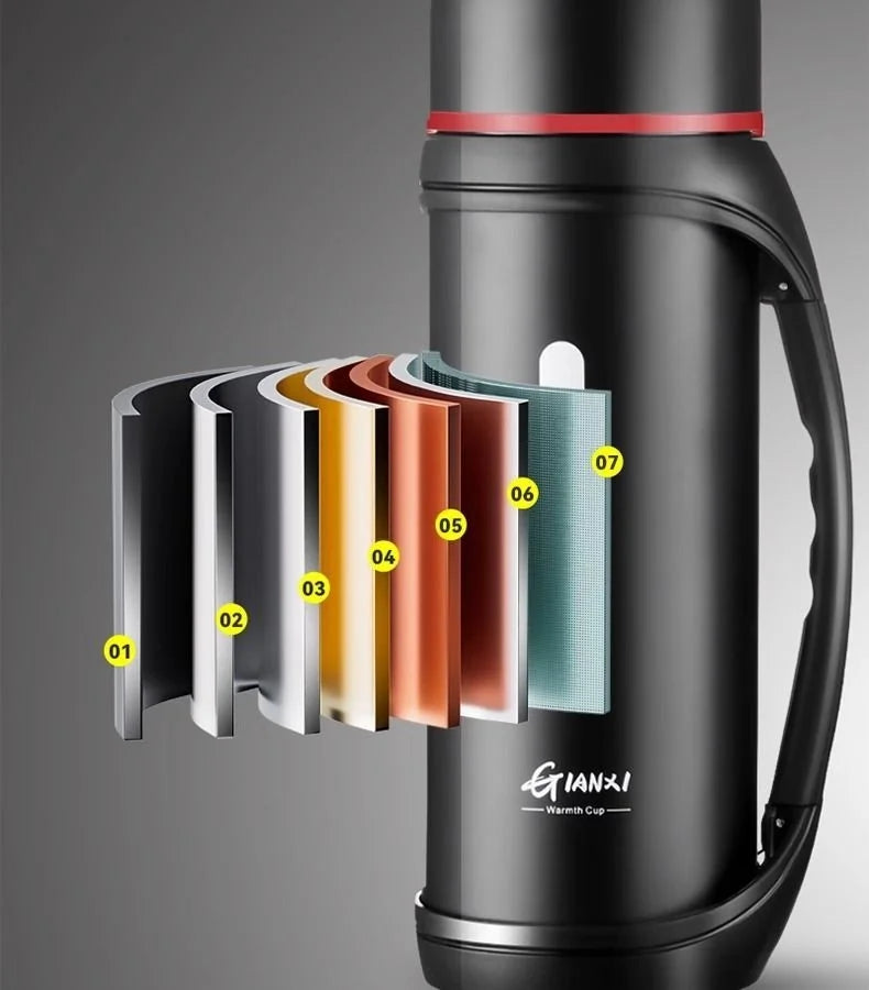 GIANXI 1.2L Large Capacity Kettle Outdoor Camping Thermos Outdoor Travel Coffee Thermos Portable Vacuum Cup