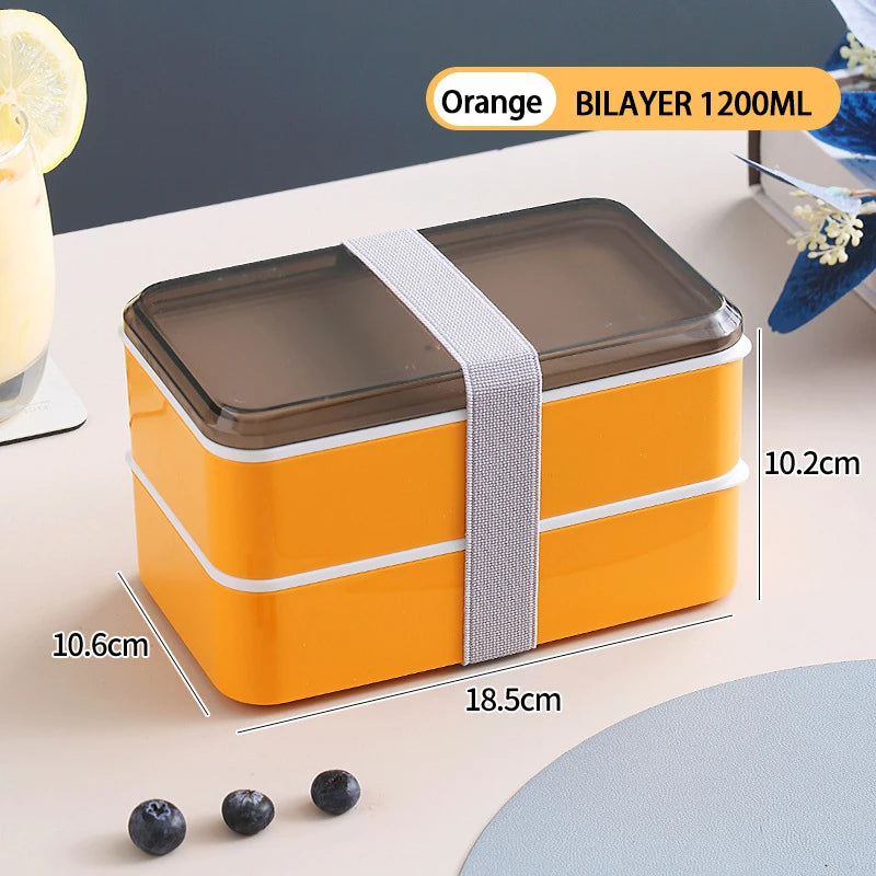 Wooden Grain Lunch Box Large Capacity Double Layer Sealed Leak Proof Microwave Oven Bento Box Food Storage Portable Tableware