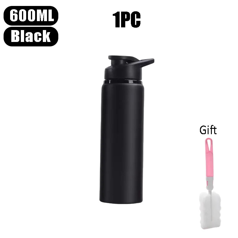 600ml Large Capacity Stainless Steel Sports Water Bottle for Outdoors Camping Cycling My Leak-proof Bike Travel Bottle