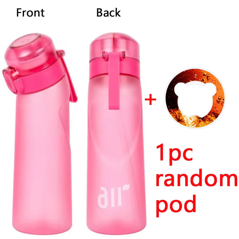 1pc Air Water Bottle With 1pc Random Flavor Pod Sports Fashion Straw Plastic Cup Leak Proof for Outdoor Sports Fitness