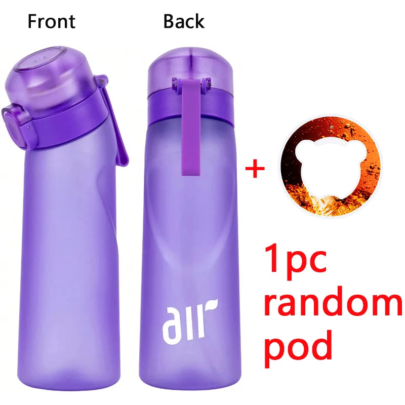 1pc Air Water Bottle With 1pc Random Flavor Pod Sports Fashion Straw Plastic Cup Leak Proof for Outdoor Sports Fitness