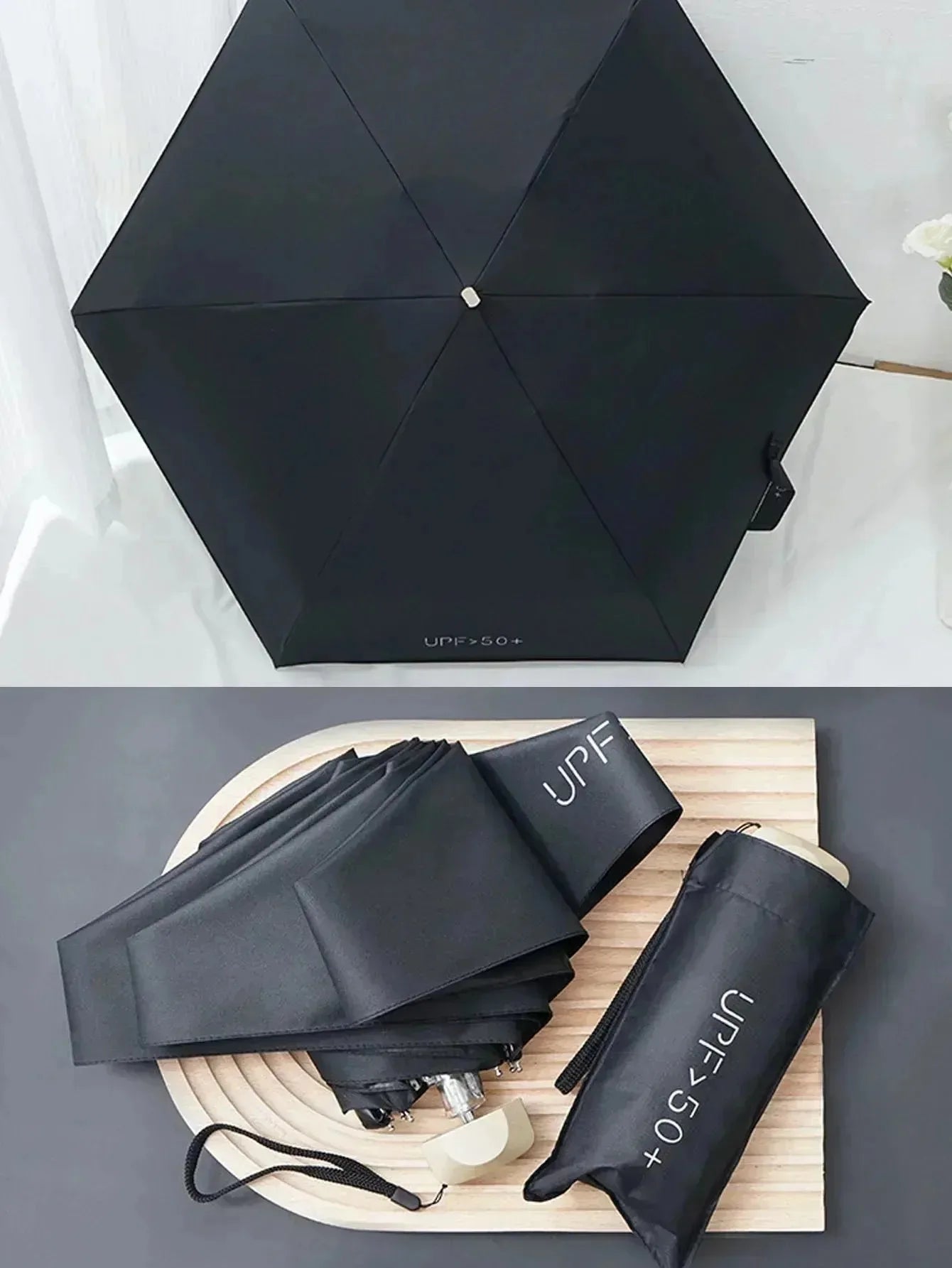 Mini sunshade, flat, manual sunscreen, portable sunshade, good-looking, sunny and rainy umbrella, foldable, compact