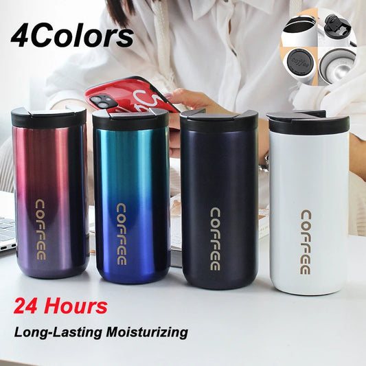 400ML Stainless Steel Coffee Thermos Bottle Thermal Mug Leakproof Car Vacuum Flasks Coffee Cup Travel Portable Insulated Bottles