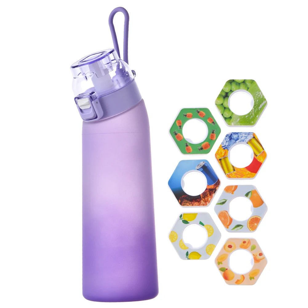 650ML/22oz Sports Water Bottle With 7 Flavor Pods Scented Leakproof Fruit Flavor Water Cup W/ Straw For Gym Outdoor Activities