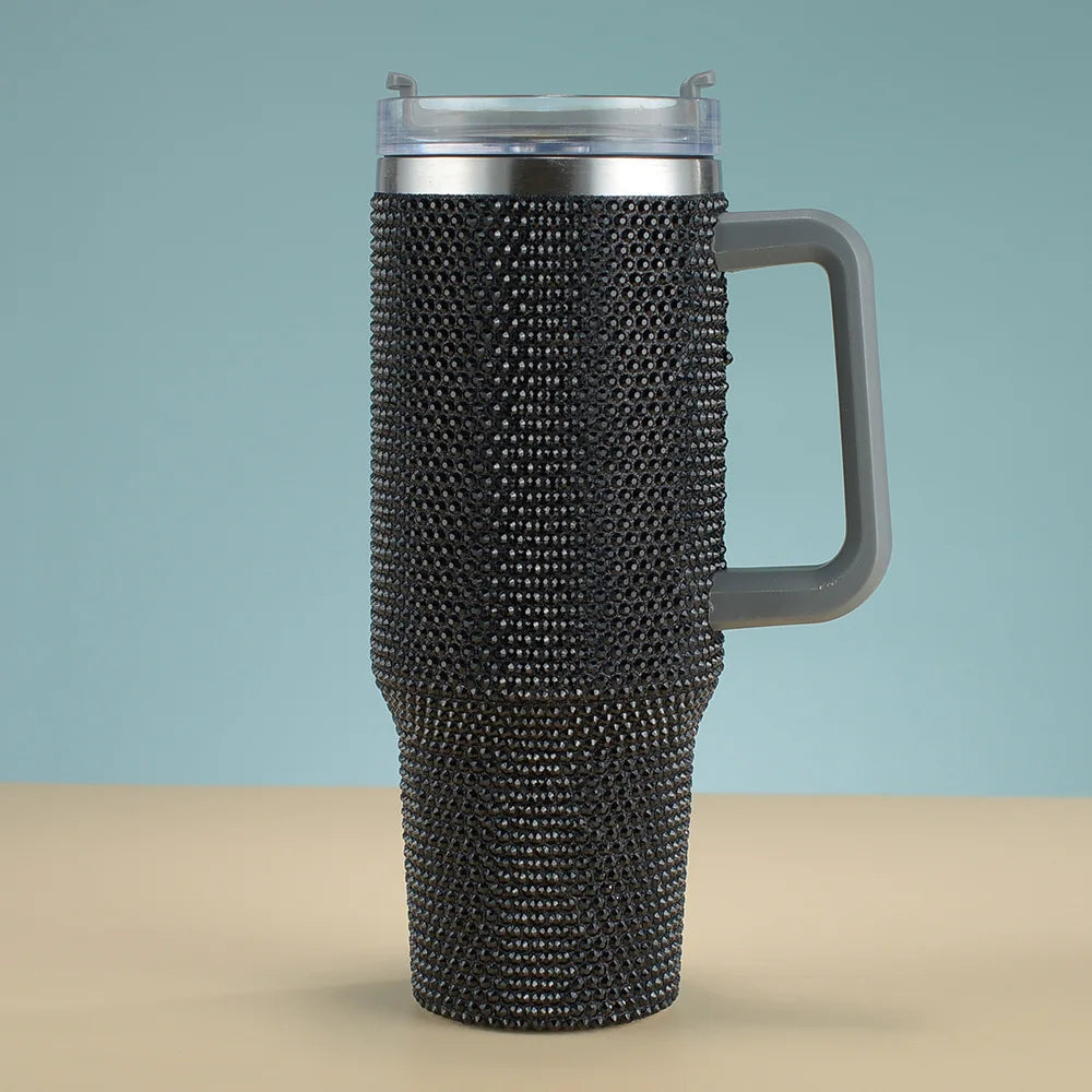 Cross-border new 40oz diamond car cup double-layer thickened 304 stainless steel rhinestone high-value thermos cup