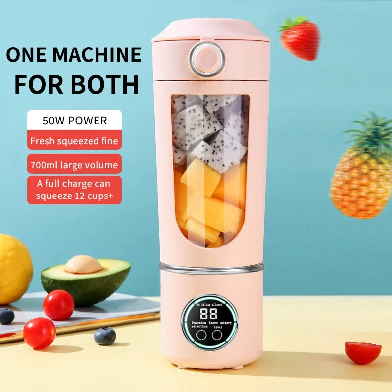 New Portable Juice Maker Blender for Shakes Smoothies 700ML Multiple Colors 12-Blades Fast Mixing 2 In 1 Blender Bottle Juicer