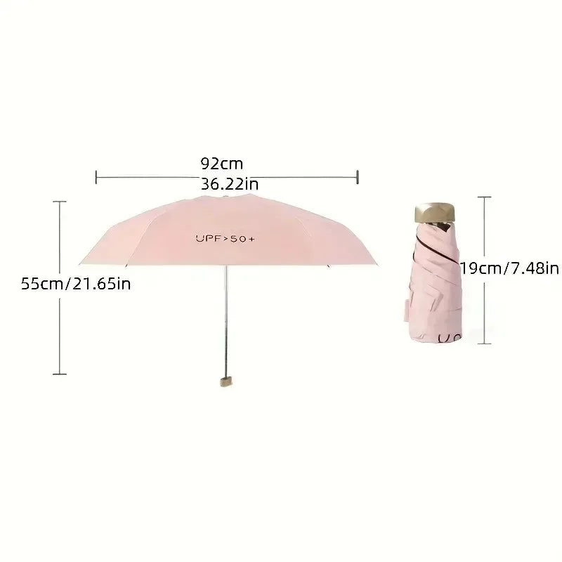 Mini sunshade, flat, manual sunscreen, portable sunshade, good-looking, sunny and rainy umbrella, foldable, compact