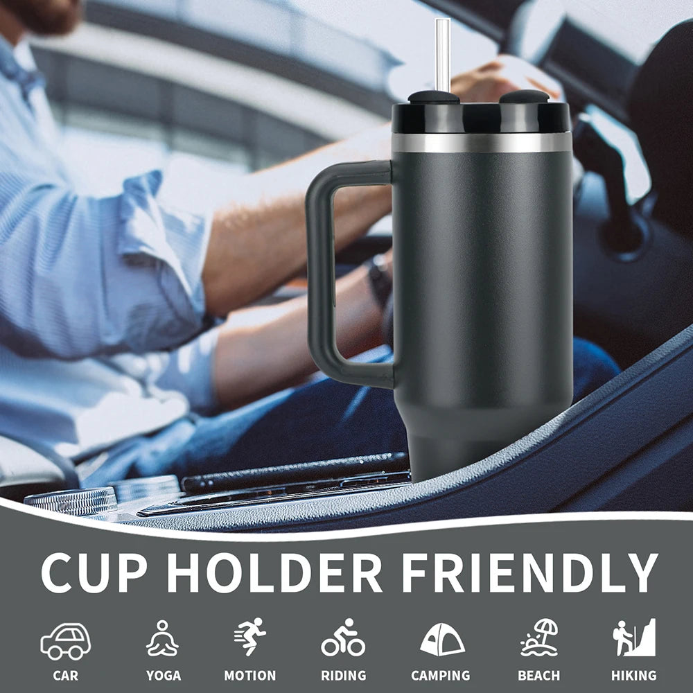 1pcs Watersy 40oz/1200ml Tumbler with Handle and Straw Lid Stainless Steel Keep Cold Vacuum Insulated Portable Car Travel Mug - Gabriel