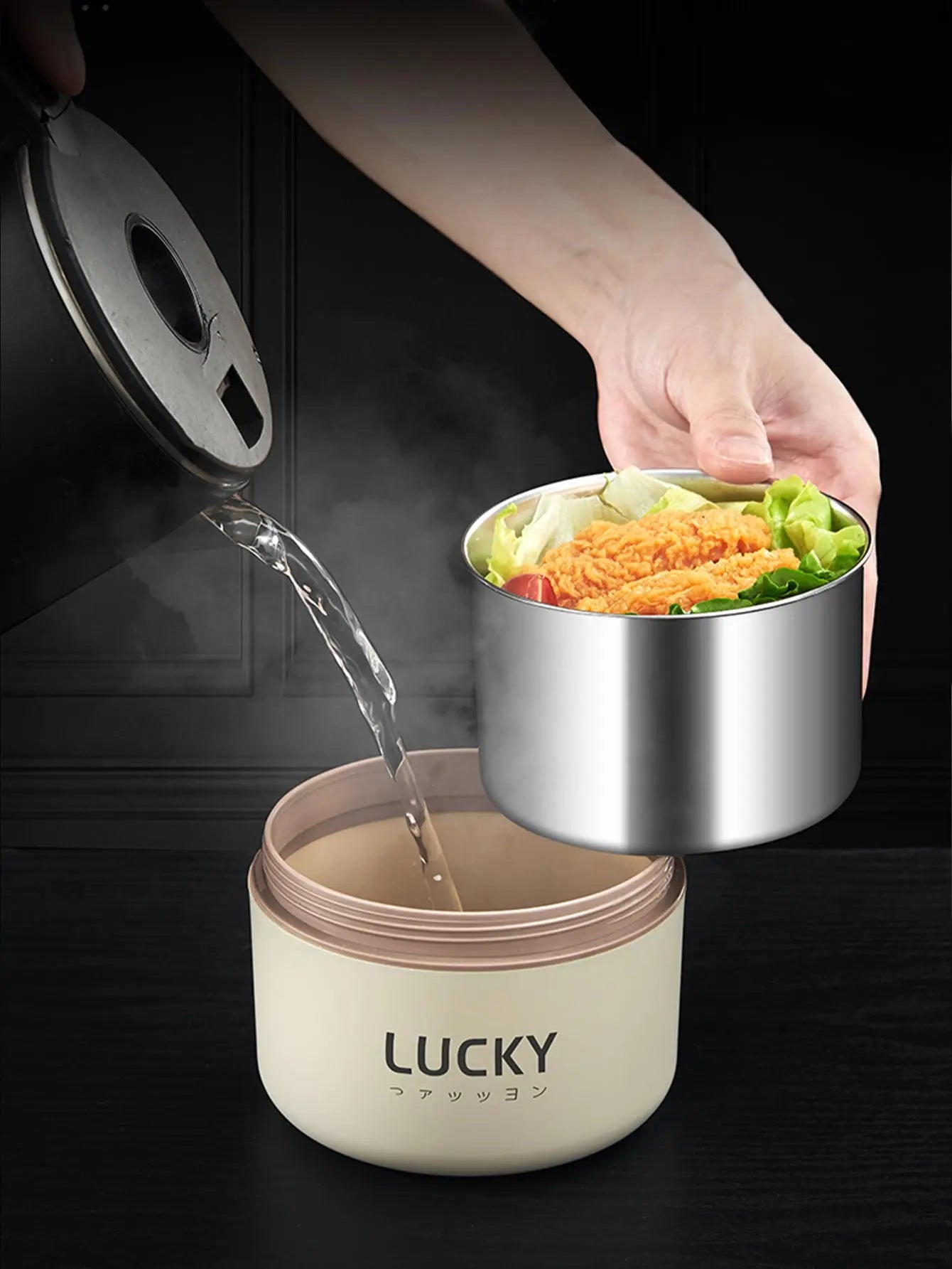 WORTHBUY 304 Stainless Steel Lunch Box Portable Leak Proof Food Container For Student Microwave Insulated Bento Box With Handle