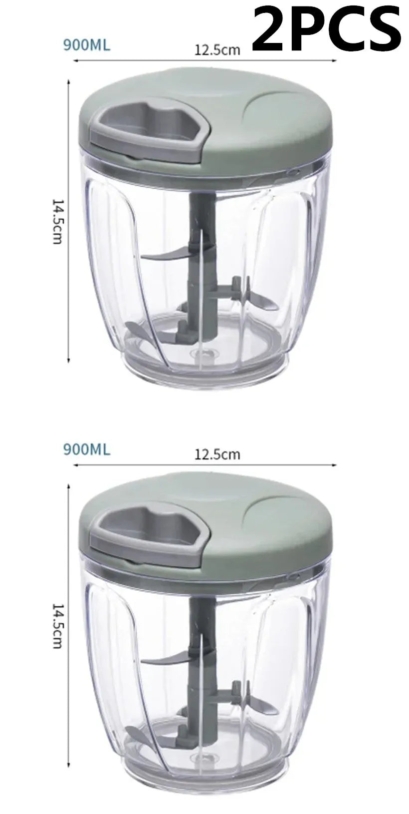 500/900 ml Knoblauchhacker, manuell drehbar, Gemüseschneider, Zerkleinerer, Schneidemaschine, Obst- und Knoblauchbrecher, Küchenhelfer, Mixer, Fleischwolf