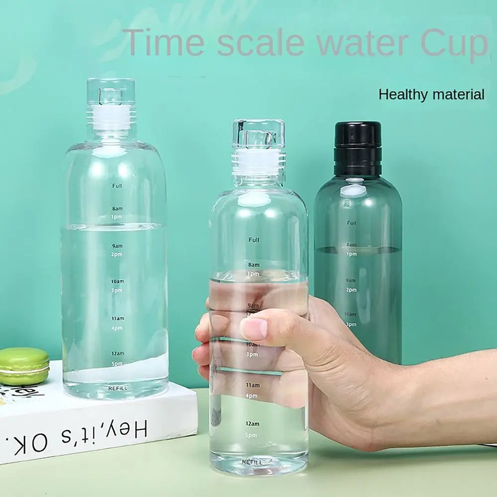 500/750ML Water Bottle INS Style Timescale Transparent Tea Coffee Cup Leakproof Juice Bottle for Student