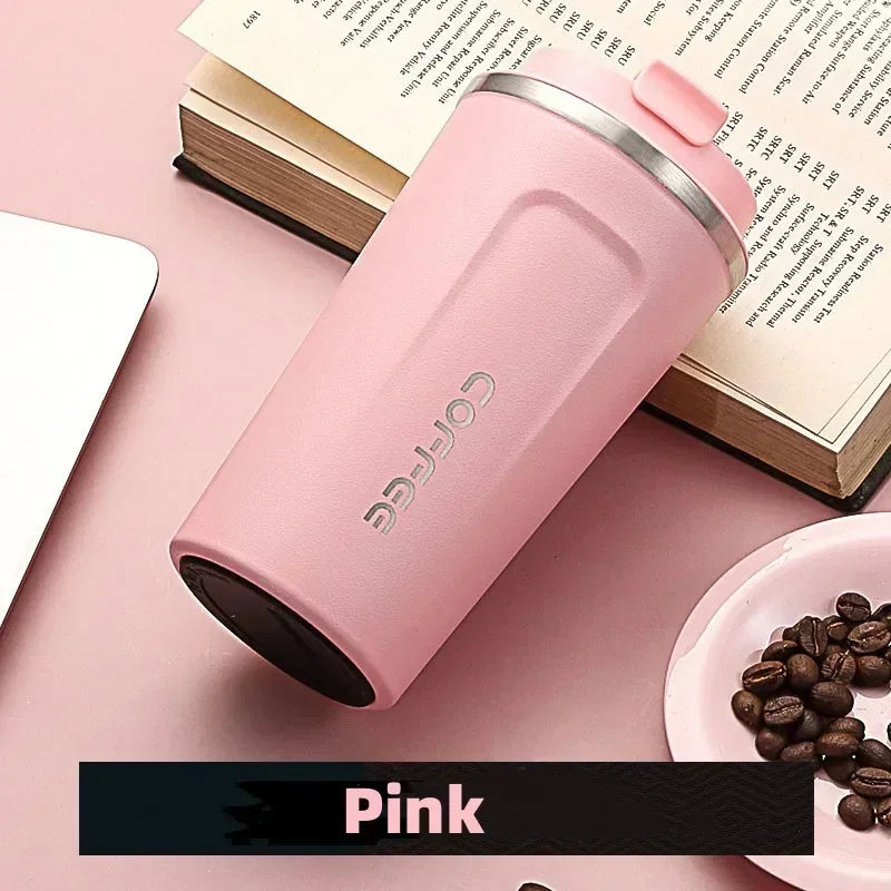 380/510ML Pink Stainless Steel Thermal Mug Thermo for Coffee Water Bottle Leakproof Travel Drinkware Travel Thermal Mug