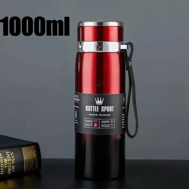 New 1000ml Thermal Water Bottle Thermos Vacuum Flask Double Stainless Steel Coffee Tea Insulated Cup Leakage-proof for Office