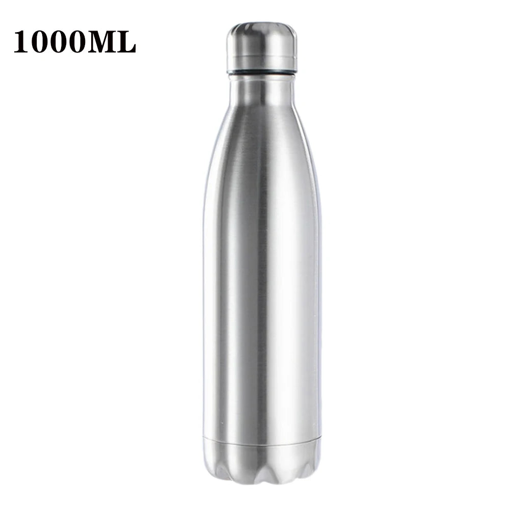 500/750/1000ml Portable Outdoor Water Bottle Food Grade Stainless Steel Single Wall Leakproof Vacuum Cup Hot Cold Water Bottle - Gabriel