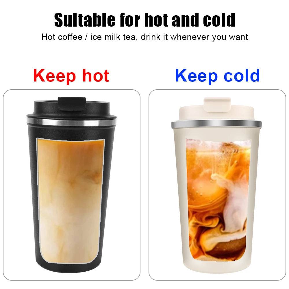 Thermo Cafe Car Thermos Mug for Tea Water Coffee Leak_Proof Travel Thermo Cup Coffee Mug 380/510ML Double Stainless Steel