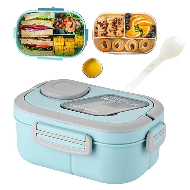 Tragbare Lunchbox mit Fach, Weizenstroh, Bento-Tragegriff, wiederverwendbare Geschirrbehälter, Mahlzeiten- und Snackbehälter