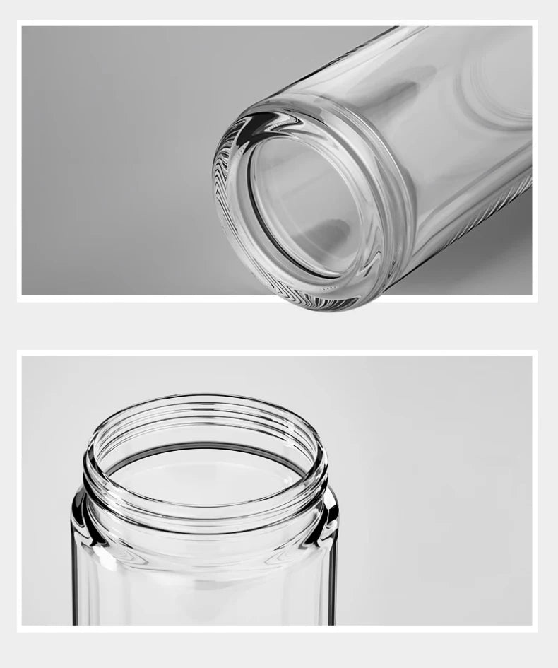 Glass Water Bottle With Tea Strainer and Magnetic Cup Lid Heat-Resistant Water Cup Portable Leak-Proof Office Household Tea Cup