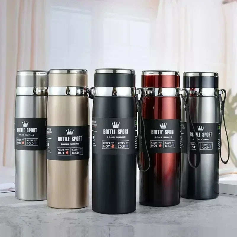 New 1000ml Thermal Water Bottle Thermos Vacuum Flask Double Stainless Steel Coffee Tea Insulated Cup Leakage-proof for Office