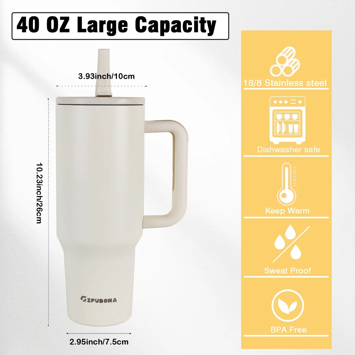 40 oz Insulated Tumbler with Handle Straw Double Wall Vacuum Leakproof Thermal Iced Travel Mug Hot Drink Coffee Cup with Lid