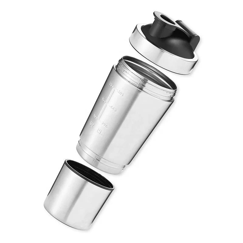 New Stainless Steel Cup Vacuum Mixer Outdoor Drink Kettle Detachable Double Layer Whey Protein Powder Sports Shaker Water Bottle