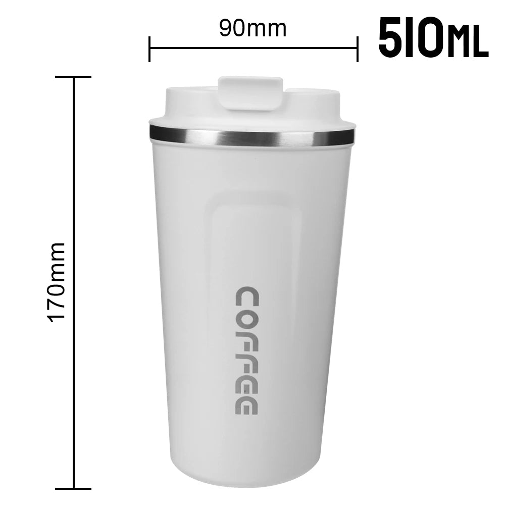 Kaffeebecher, auslaufsicher, Thermobecher für unterwegs, 380/510 ml, doppelter Edelstahl-Thermobecher für Café und Auto, für Tee, Wasser, Kaffee