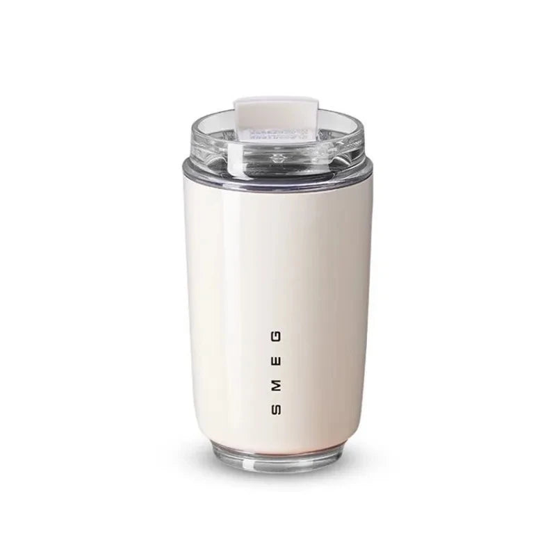 SMEG Milk White Beverage Cup Travel Portable Drinking Cup Stainless Steel Vacuum Leak proof 240ML Coffee Thermos