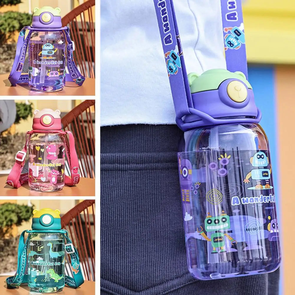 Cute Kids Water Bottle with Straw Free BPA Leakproof Outdoor Portable Children's Cups School Water Bottle for Children Q9Z4