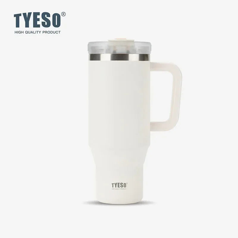 Tyeso 900/1200ML Tumbler Bottle Stainless Steel Car Mug With Handle Straw Thermal Iced Travel Vacuum Insulated Coffee Hot Cup - Gabriel