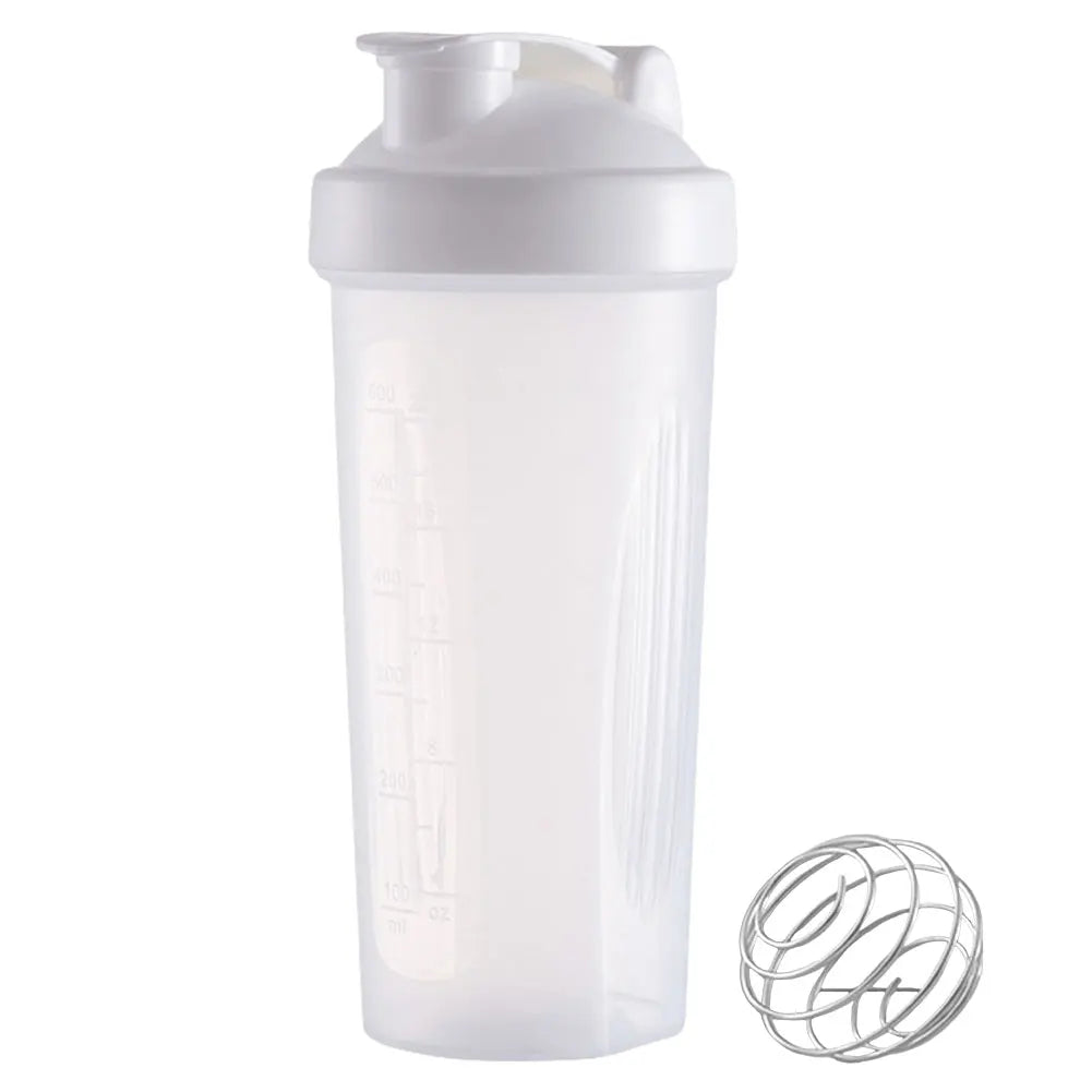 Tragbare Proteinpulver-Shaker-Flasche, 600 ml, auslaufsichere Wasserflasche für Fitnessstudio, Fitnesstraining, Sport-Mixbecher mit Skala