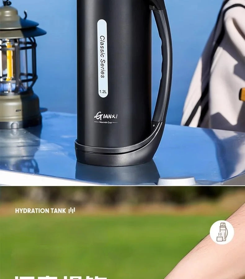 GIANXI 1.2L Large Capacity Kettle Outdoor Camping Thermos Outdoor Travel Coffee Thermos Portable Vacuum Cup