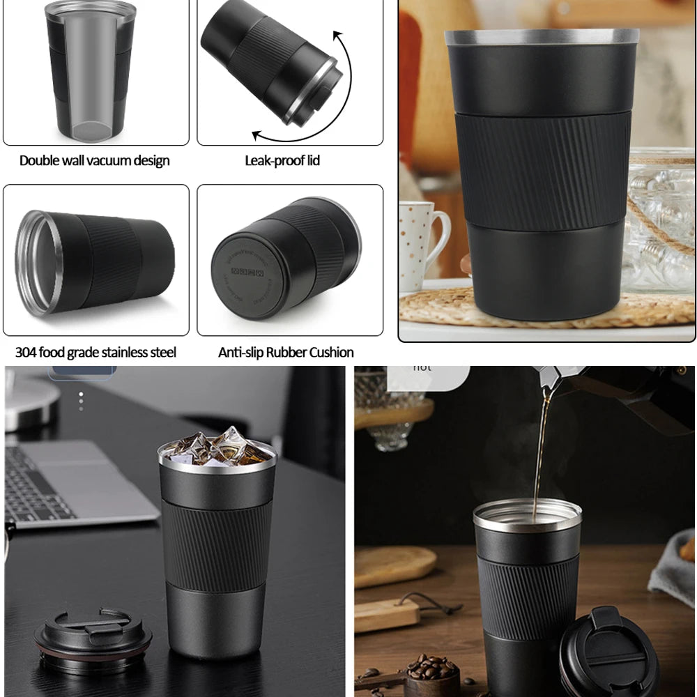 12OZ/17OZ Insulated Coffee Travel Mug Double Wall Stainless Steel Reusable Coffee Tumbler with Leakproof Lid for Ho