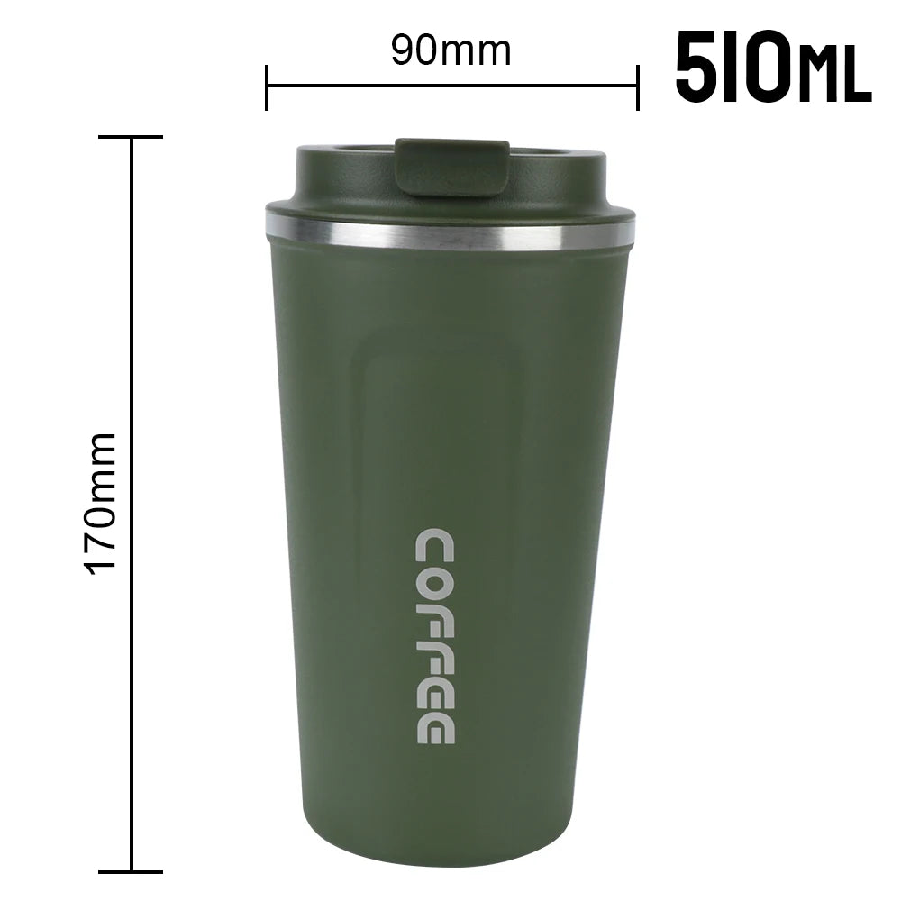 Thermo Cafe Doppelter Kaffeebecher aus Edelstahl für Tee, Wasser, Kaffee, 380/510 ml, auslaufsicher, Reise-Thermobecher, Auto-Thermosbecher