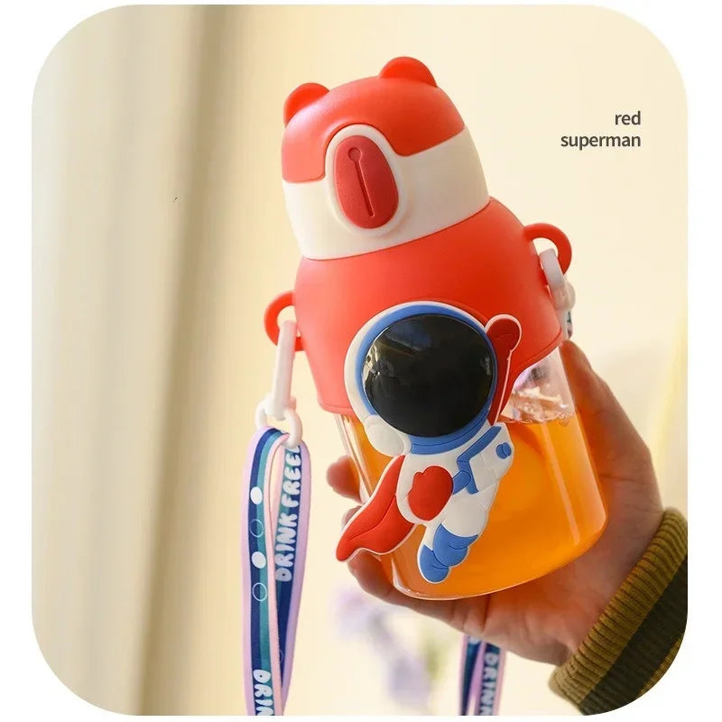 600ML Children's Water Cup Anti Drop Straw Cup Cartoon Student School Travel Portable Leak Proof Drinking Cup Living Supplies