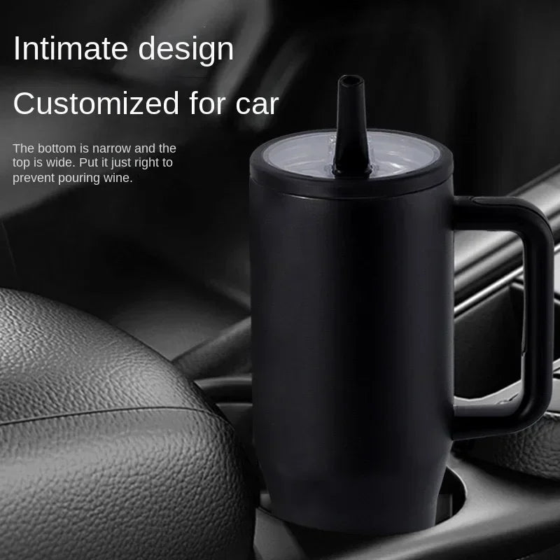 40Oz Insulated Car Bottle with Handle and Straw Stainless Steel Vacuum Insulated Car Cup Leak-proof Travel Thermos