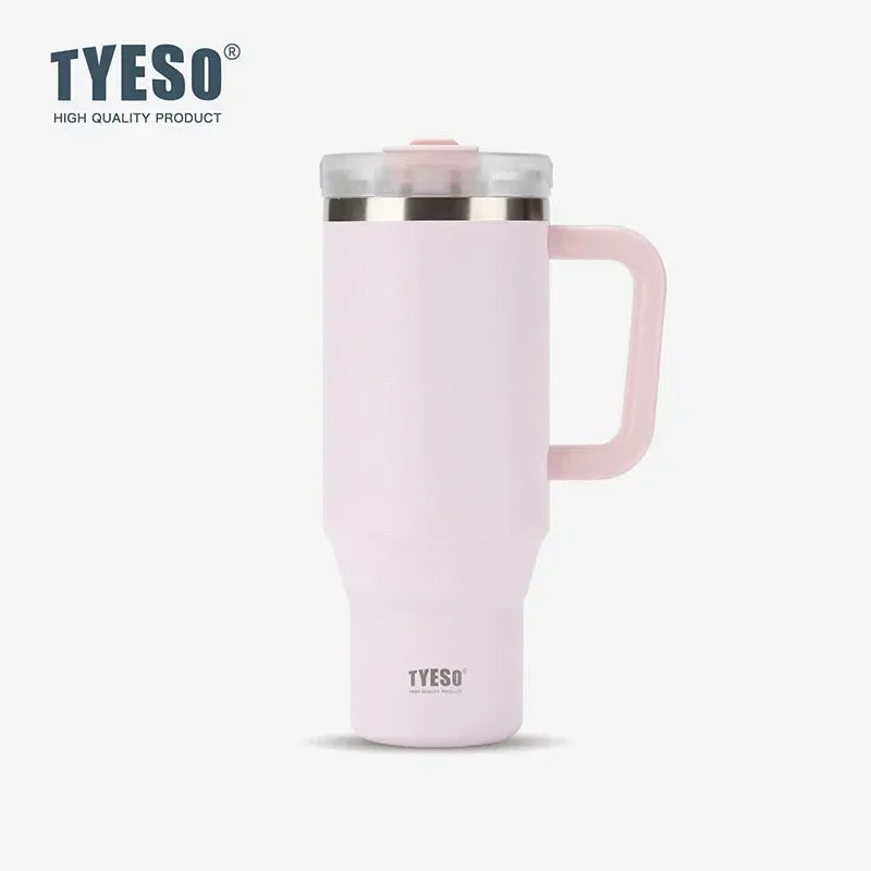 Tyeso 900/1200ML Tumbler Bottle Stainless Steel Car Mug With Handle Straw Thermal Iced Travel Vacuum Insulated Coffee Hot Cup - Gabriel