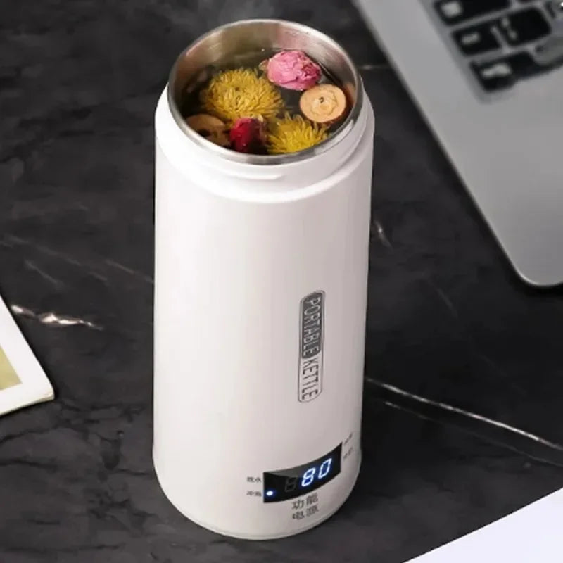 500ML Electric Kettles Portable Tea Coffee Kettle Travel Boil Water Thermal Cup Anti-Scald Water Bottle English Menu