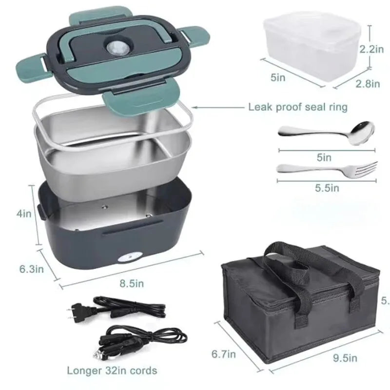 Portable Food Warmer Container Electric Lunch Box Stainless Steel for Car Truck Home Office Factory 110V//220V