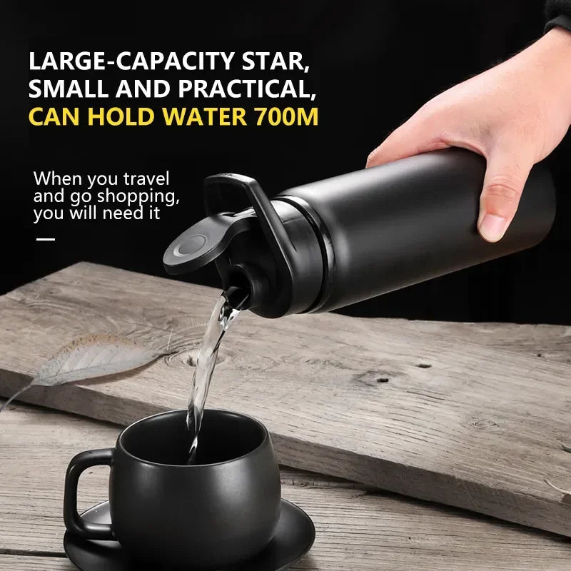 Portable Large Capacity Stainless Steel Portable Water Bottle Wide Mouth Vacuum Flask Thermos Fashionable Sports Travel