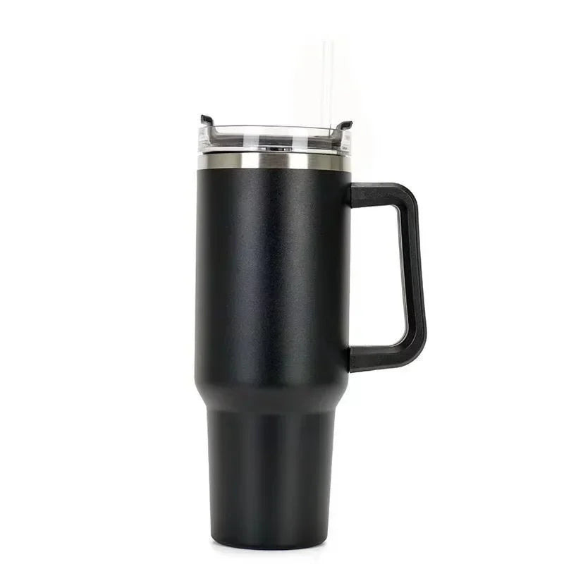 304 Stainless Steel Insulated Water Bottle,1200ML Thermal Coffee Car Cup, Cold Hot Mugs Vacuum Flask With Handle Straw,For Spor - Gabriel