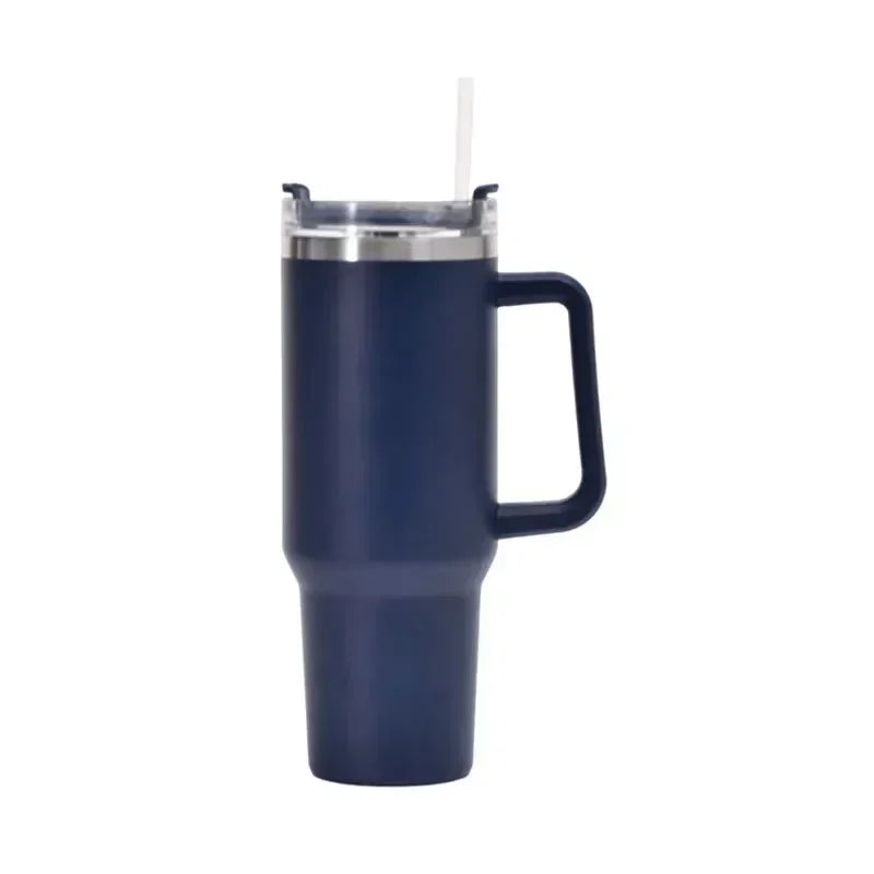 40oz Edelstahl-Wasserflasche mit Griffdeckel Stroh Vakuum-Thermosbecher Auto Kaffeebecher personalisierter Becher