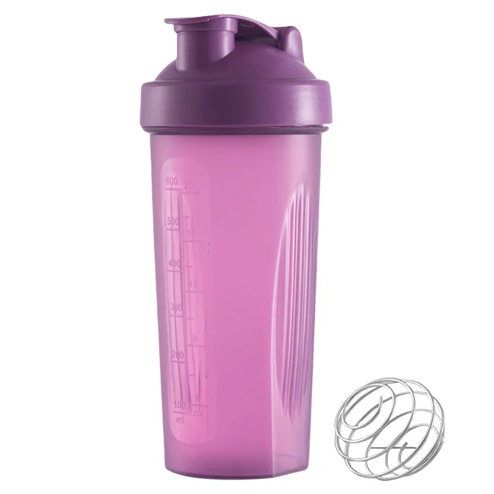 Tragbare Proteinpulver-Shaker-Flasche, 600 ml, auslaufsichere Wasserflasche für Fitnessstudio, Fitnesstraining, Sport-Mixbecher mit Skala