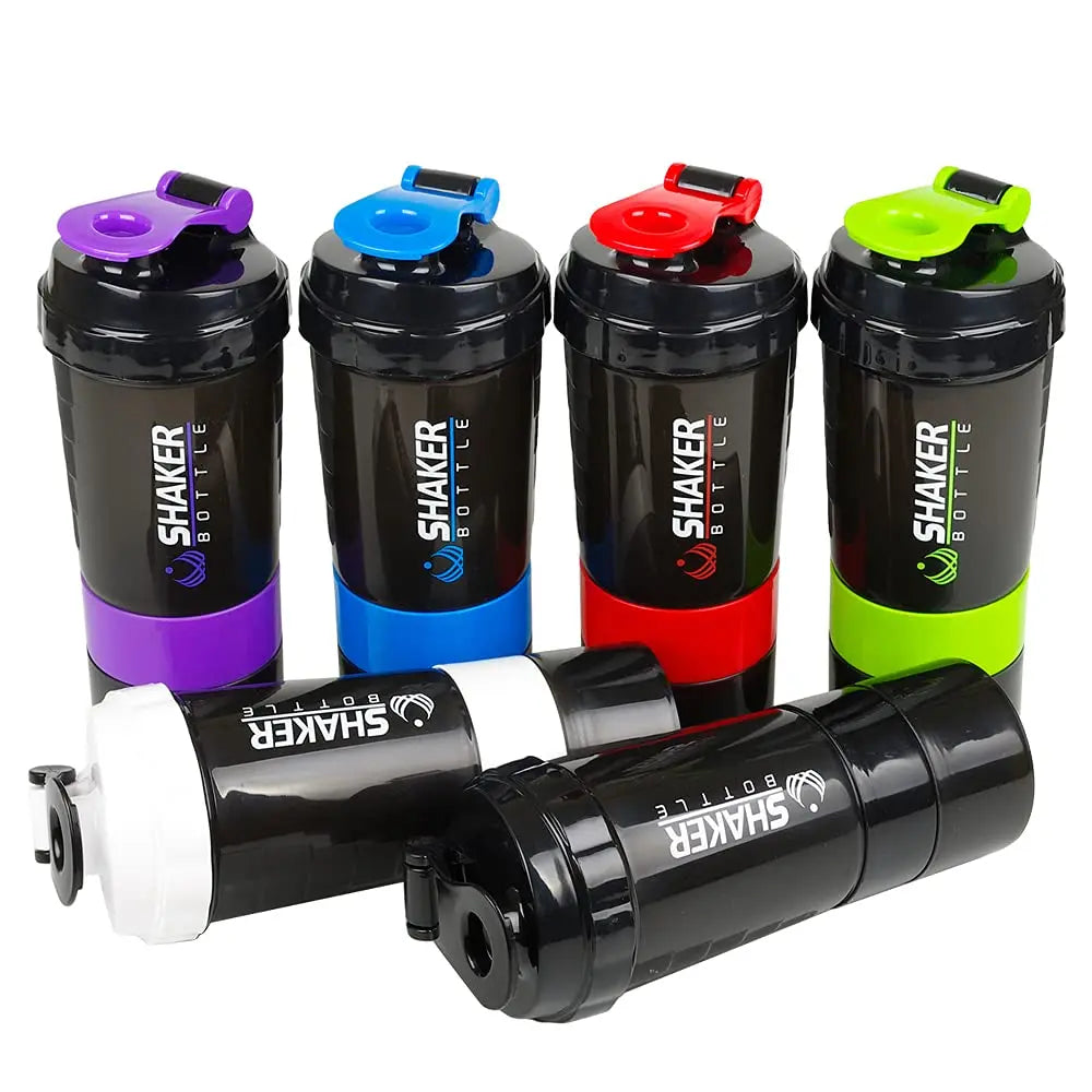 Protein Shaker Bottle Leak Proof Bottle for Protein Mixes 3 Layer Twist Off Shaker Cup Sports Shaker Bottle for Protein Powder